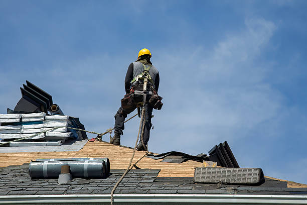 Professional Roof Installation technician working in Alpine, NY